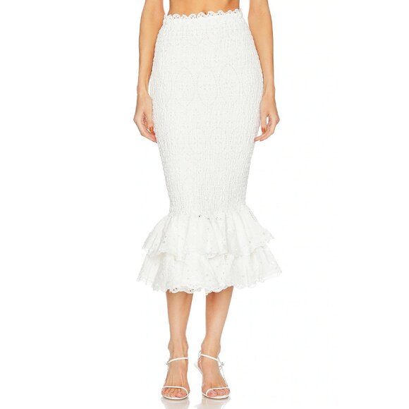 Charo Ruiz Ibiza Liliana Eyelet Midi Skirt White Fruition Womens Size Small - Picture 2 of 10